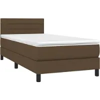 Syfax Cama box spring con colchón tela marrón oscuro 100x200 cm