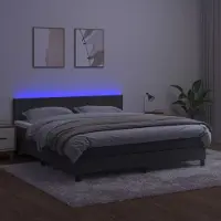 Prolenta Maison Exclusive: Base de cama con somier, colchón y luces LED, color gris oscuro, 160x200 cm, tapizada en terciopelo