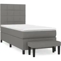 Syfax Cama box spring con colchón tela gris oscuro 90x200 cm