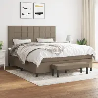 Prolenta Maison Exclusive: Base de cama con somier y colchón, color taupe, 160x200 cm, tapizado en tela