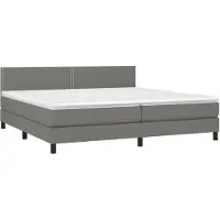 Syfax Cama box spring con colchón tela gris oscuro 200x200 cm