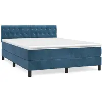 Syfax Cama box spring con colchón terciopelo azul oscuro 140x200 cm
