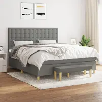 Prolenta Maison Exclusive - Base de cama con somier y colchón, color gris oscuro, 180x200 cm, tejido