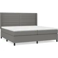 Syfax Cama box spring con colchón tela gris oscuro 200x200 cm