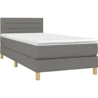 Syfax Cama box spring con colchón tela gris oscuro 80x200 cm