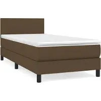 Syfax Cama box spring con colchón tela marrón oscuro 100x200 cm