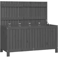 vidaXL Cofre para jardín, color gris, 121x55x64 cm, madera maciza de pino