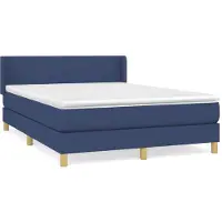 Syfax Cama box spring con colchón tela azul 140x190 cm