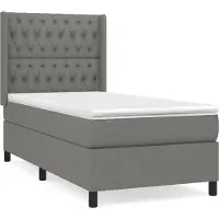 Syfax Cama box spring con colchón tela gris oscuro 90x190 cm