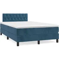 Syfax Cama box spring con colchón terciopelo azul oscuro 120x200 cm