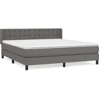 Syfax Cama box spring con colchón cuero sintético gris 180x200 cm