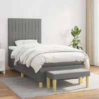 Prolenta Maison Exclusive - Base de cama con somier y colchón, color gris oscuro, 90x200 cm, material: textil