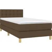 Syfax Cama box spring con colchón tela marrón oscuro 100x200 cm