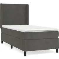 Syfax Cama box spring con colchón terciopelo gris oscuro 100x200 cm