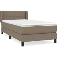 Syfax Cama box spring con colchón tela gris taupe 100x200 cm