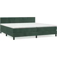 Syfax Cama box spring con colchón terciopelo verde oscuro 200x200 cm