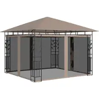 Syfax Cenador con mosquitera gris taupe 3x3x2,73 m 180 g/m²