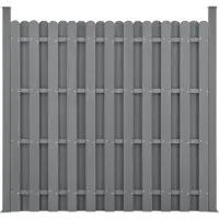 Neu.holz Valla para jardín de madera compuesta (WPC), pantalla de privacidad, cortavientos, valla con listones, dimensiones 376x185 cm, color gris. [nuevo.holz]