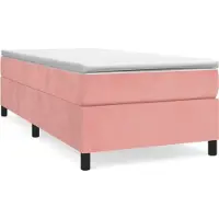 Syfax Cama box spring con colchón terciopelo rosa 90x200 cm