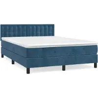 Syfax Cama box spring con colchón terciopelo azul oscuro 140x190 cm
