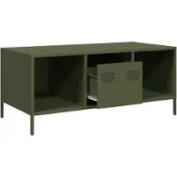Syfax Mesa de centro acero laminado frío verde oliva 101,5x50x43,5 cm