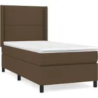 Syfax Cama box spring con colchón tela marrón oscuro 90x190 cm