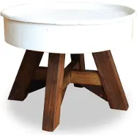 Syfax Mesa de centro de madera maciza reciclada blanco 60x45 cm
