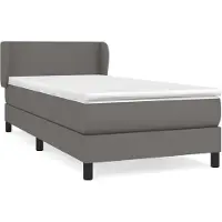 Syfax Cama box spring con colchón cuero sintético gris 90x200 cm