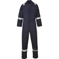 Portwest FR50: Mono de trabajo ignífugo y antistático, 350 g, color azul marino, talla S