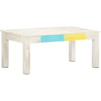 Syfax Mesa de centro de madera maciza de mango blanca 110x60x45 cm