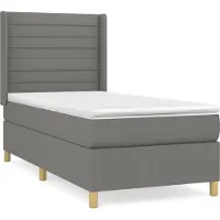 Syfax Cama box spring con colchón tela gris oscuro 80x200 cm