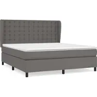 Syfax Cama box spring con colchón cuero sintético gris 160x200 cm
