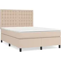Syfax Cama box spring con colchón cuero sintético capuchino 140x190cm