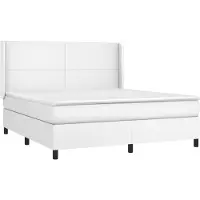 Syfax Cama box spring con colchón cuero sintético blanco 180x200 cm