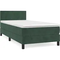 Syfax Cama box spring con colchón terciopelo verde oscuro 100x200 cm