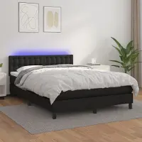 Prolenta Maison Exclusive - Base de cama con somier, colchón y luces LED, color , 140x200 cm, tapizada en cuero sintético