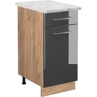 Vicco Mueble bajo de cocina Fame-Line Antracita alto brillo 40 cm , ET Mármol, Model 46062