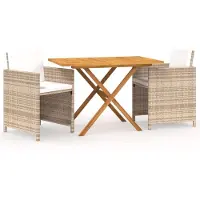 Syfax Set de comedor de jardín 3 piezas con cojines beige