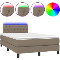 Syfax Cama box spring con colchón y LED tela gris taupe 120x200 cm