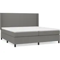 Syfax Cama box spring con colchón tela gris oscuro 200x200 cm