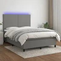 Prolenta Maison Exclusive - Base de cama con somier, colchón y luces LED, color gris oscuro, 140x190 cm, material: textil