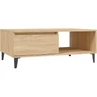 Syfax Mesa de centro madera contrachapada color roble 90x60x35 cm