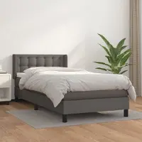 Prolenta Maison Exclusive - Base de cama con somier y colchón, color gris, 90x200 cm, tapizada en cuero sintético