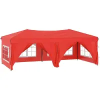 Syfax Carpa para fiestas plegable con paredes laterales rojo 3x6 m