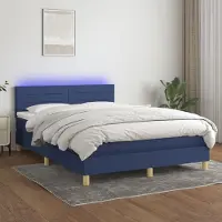Prolenta Maison Exclusive: Base de cama con somier, colchón y luces LED, color azul, 140x190 cm, tapizada en tela