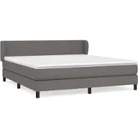 Syfax Cama box spring con colchón cuero sintético gris 160x200 cm