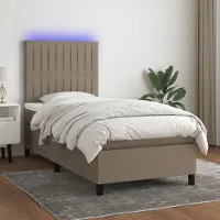 Prolenta Maison Exclusive: Base de cama con somier, colchón y luces LED, color taupe, 80 x 200 cm, tapizada en tela