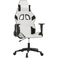 Syfax Silla gaming de masaje cuero sintético blanco y negro