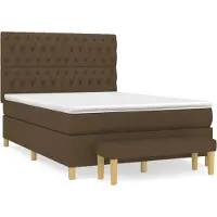 Syfax Cama box spring con colchón tela marrón oscuro 140x200 cm