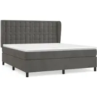 Syfax Cama box spring con colchón terciopelo gris oscuro 160x200 cm